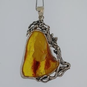 Sterling Silver One of a Kind Amber Necklace